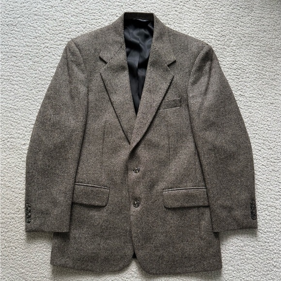 Burberry Pure Wool Herringbone Blazer Jacket Mens Size 42 Regular 42R Vintage - Picture 1 of 15